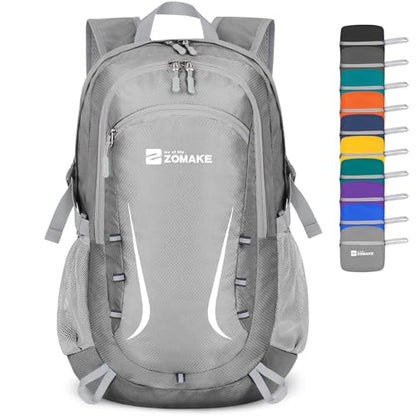 ZOMAKE Lightweight Packable Backpack 35L, Foldable Backpacks Water Resistant Collapsible Light Daypack for Hiking(Silver Grey) - color: Silver Grey B