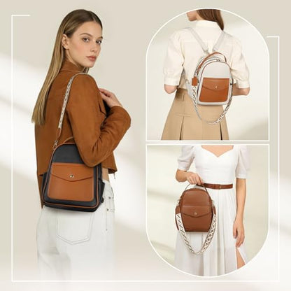 Small Backpack Purse for Women PU Leather Mini Backpack, Beige - color: Beige