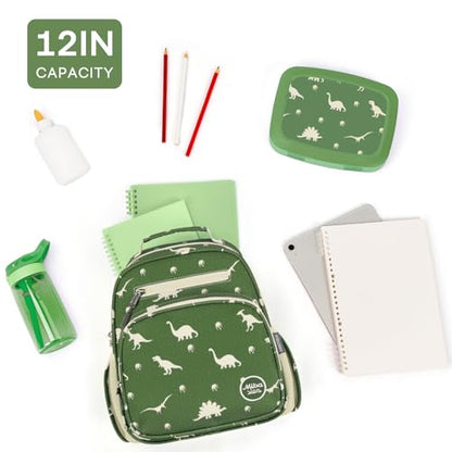 mibasies Toddler Backpacks for Boys 2-4: Little Kid Backpack for Preschool Prek Daycare - Dinosaur Green - color: Dinosaur Green, style: Toddler-12"h(not Fit Folder)