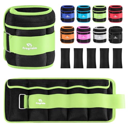 Fragraim Adjustable Ankle Weights 1-3/4/5/6/8/10/12/15/20 LBS Pair with Removable Weight for Jogging, Gymnastics, Aerobics, Physical Therapy - color: Green, style: 5 lbs each( 10 lbs pair)