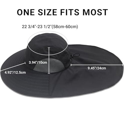 NPQQUAN Sun Hats for Men Women with Neck Flap UPF 50+ UV Protection Wide Brim Bucket Hat Safari Hiking Fishing Hats - color: Darkgray（lightweight）