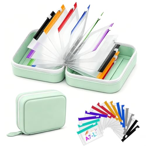 Waterproof Pill Pouch Set, 14pcs Color-Coded Bags Inside, A7-L Waterproof Pill Organizer Set, Reusable Travel Medicine Organizer, Leakproof Zippered Pill Storage, Compact Daily Pills Holder（Green） - color: Green