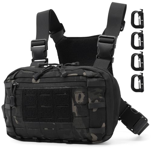 Tactical EDC Chest Bag Utility Molle Chest Rig Pouch with CCW Compartment Adjustable Strap Outdoor Chest Pack - color: Camo Black