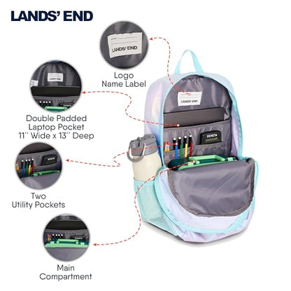Lands' End Unisex Kids Medium ClassMate Lightweight Durable Elementary School Backpack, Pastel Lilac - color: Pastel Lilac