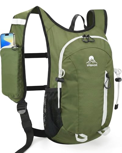 Foldable Small Hiking Backpack with 3 Strap Pockets – Lightweight 300D Spill-proof Daypack for Men Women – Packable Small Travel Backpack with Chest Strap & Trekking Pole Holder – Durable Outdoor Bag - color: Olivegreen-