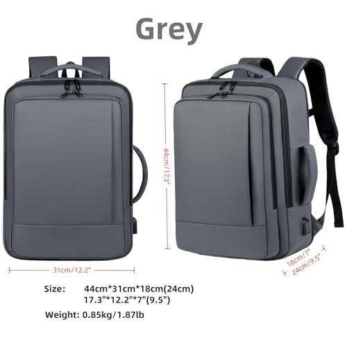 Business & Travel Laptop Backpack, Expandable Laptop Backpack,Carry on backpack,With USB Charging Port, Water Resistant, Men (01#Grey) - color: 01#grey