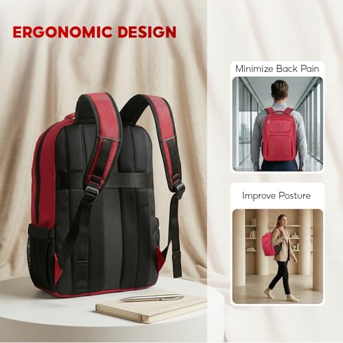 SAKOS Turbo 15.6 inch Laptop Backpack, Professional Travel Backpack Carry on Flight - TSA Approved, Water Repellent Luggage Backpack for Men & Women, College Backpack with Laptop Compartment - Red - color: 4. Turbo - Red