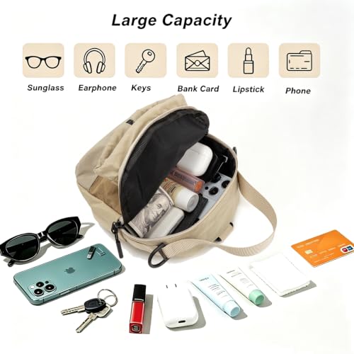 Water Bottle Carrier Bag with Strap, Water Bottle Holder Crossbody Backpack Handbags for Women Men for Hiking,Cycling - color: Khaki
