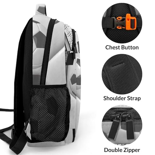Personalized Casual Backpack Sport Ball Athlete Player Soccer Grey College School Laptop Travel Daypack for Boys Girs 16.5 Inch - color: Grey