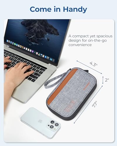 BAGSMART Small Travel Cable Organizer, Tech Accessories for Charger, Phone, Gray - color: Grey