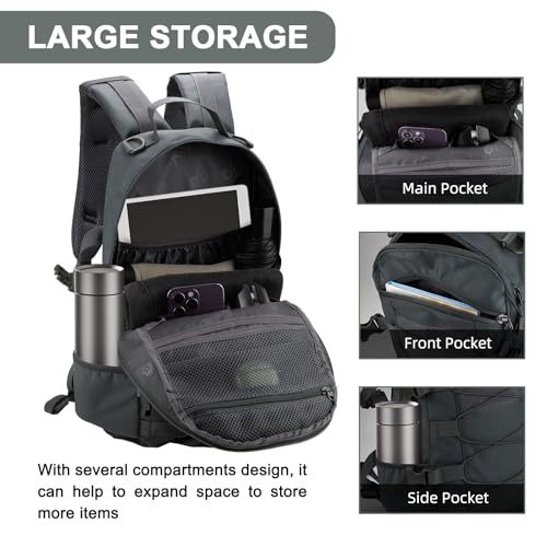 25L Hiking Backpack Small Tactical Backpack Daypack Camping Trekking Hunting Molle Pack for Men Women, Grey - color: Grey
