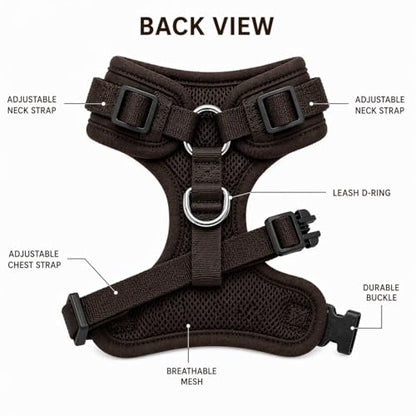 Premium No-Pull Dog Harness Soft Neoprene & Breathable Mesh Vest with Front & Back Clip D-Rings Adjustable Lightweight Walking Harness for Puppies, Small & Medium Dogs (Dark Chocolate Brown, S) - color: Dark Chocolate Brown, size: S: Neck=13.8-17.3''/Ches