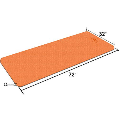 Hatha Yoga Extra Thick TPE Yoga Mat - 72"x 32" Thickness 1/2 Inch -Eco Friendly SGS Certified - With High Density Anti-Tear Exercise Bolster For Home Gym Travel & Floor Outside - color: Orange/Gray