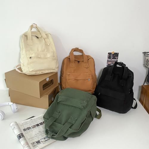 MaxxCloud Vintage Canvas Backpack Purse Tote Satchel Hiking Daypack Travel Bag Handbag Rucksack (583 beige)