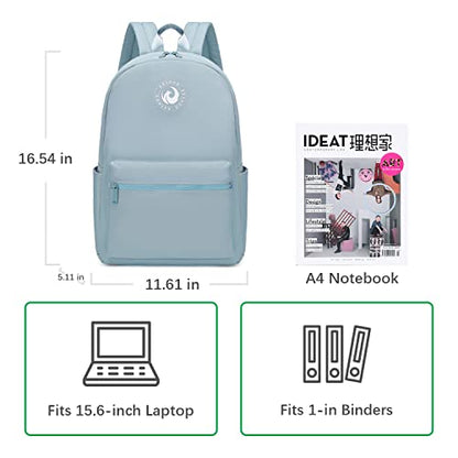 Abshoo Lightweight Backpack for School Classic Basic Water Resistant Casual Daypack Plain Bookbag (Pastel Blue)