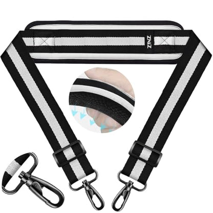 ZINZ 74" Shoulder Strap with Fixed Pad and Dual Balanced Buckles，Black-White-Black Stripe - color: Black-white-black Stripe
