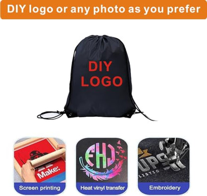 Drawstring Backpack Bulk 24Pcs Draw String Backpack Bags DIY Gym Sports Traveling Yoga Cinch Bag Sackpack Drawstring(black) - color: Black