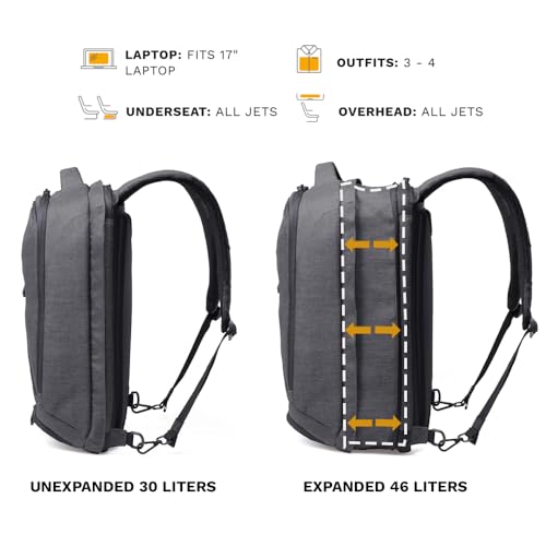 Knack Series 1 Large Travel Backpack, 17-Inch Laptop, Expandable 30L-46L - color: Savile Gray, size: Large Backpack