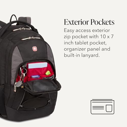 SwissGear 1186 Bungee Backpack, Black/Grey, 17-Inch - color: Black/Grey