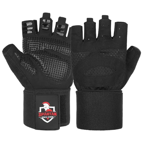 Spartan Gym Gloves for Men & Women – Weight Lifting Gloves with Wrist Support, Full Palm Protection, Breathable Non-Slip Grip for Weightlifting, Workout, Training, Fitness, Crossfit, Exercise - size: Large