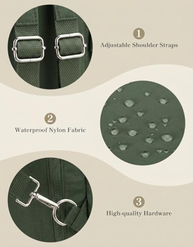 Mini Backpack for Women Nylon Small Backpack Purse Crossbody Sling Bag Convertible Backpack Casual Shopping Daypack (Dark Green) - color: Dark Green