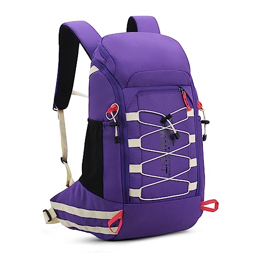 Bseash 40L Waterproof Hiking Camping Backpack with Rain Cover, Outdoor Sport Travel Daypack Rucksack for Skiing Cycling (Purple) - color: Purple