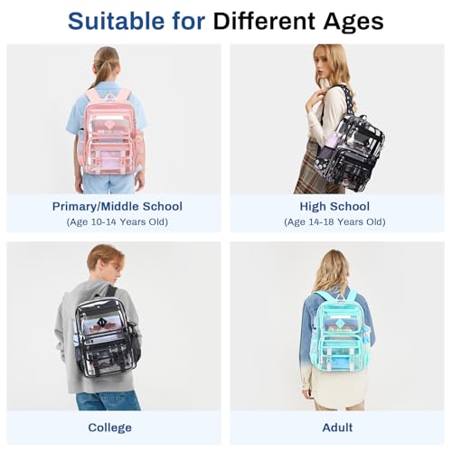 Sisipoet Clear Backpack for School, PVC Clear Bookbag Heavy Duty Transparent Backpack for Stadium Events See Through Bag - color: 1pc-black Daisy