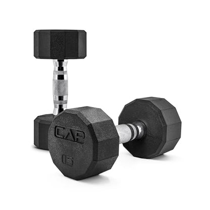 CAP Barbell Coated Dumbbell Weight | Multiple Options Pairs & Sets - size: 15 lb - Pair, style: 12-Sided - Chrome Handle