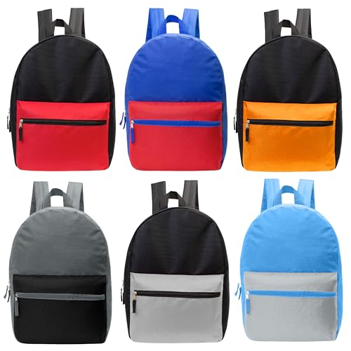 17" School Backpacks for Kids - Backpacks in Bulk for Elementary, Middle, and High School Students in Assorted Colors - color: Two-tone 6 Boy