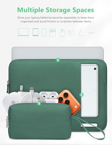 HYZUO 13 Inch Laptop Sleeve Bag Set for MacBook Air 13 M5/M4/M3/M2/M1 A3449 2026-2018, 13" MacBook Neo 2026 A3404, MacBook Pro 13 M2/M1 2026-2016, iPad Pro/Air 13, XPS 13, Surface Pro, Jungle Green - color: Jungle Green, size: 13 Inch