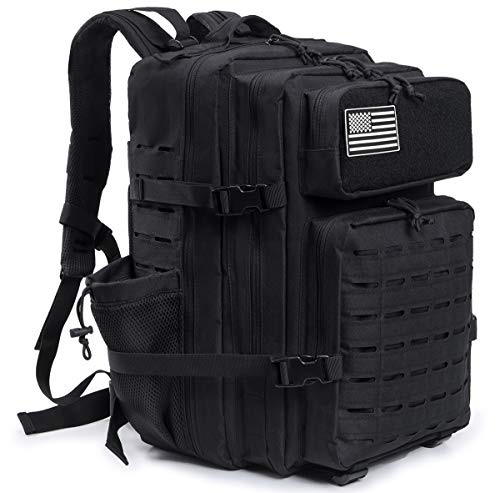 QT&QY 25L/45L Military Tactical Backpack For Men Molle Daypack 3 Day Bug Out Bag Hiking Rucksack With Bottle Holder - color: 45l 2.0 Black