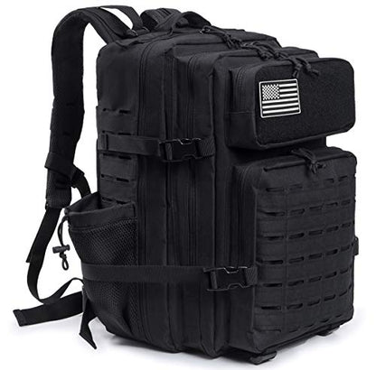 QT&QY 25L/45L Military Tactical Backpack For Men Molle Daypack 3 Day Bug Out Bag Hiking Rucksack With Bottle Holder - color: 45l 2.0 Black