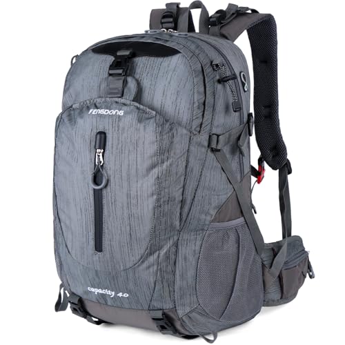 FENGDONG 40L Waterproof Lightweight Hiking,Camping,Travel Backpack for Men Women Gray - color: A3- Gray