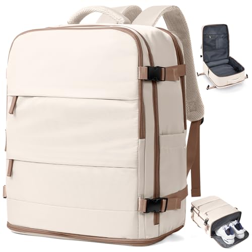 coowoz Travel Backpack Carry On for Women Man Gym Backpacks with Laptop Compartment Mochila de Viaje Teacher Personal Item Backpack Rucksack Airplane Accessories Must Haves Beige Brown - color: Beige Brown, size: 33l