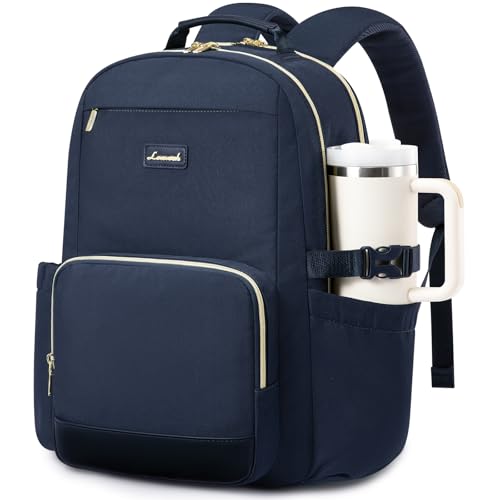LOVEVOOK Laptop Backpack for Women with Pouch Pocket for Large Capacity Cup,18 Inch Laptop Computer Bag Travel Backpack Purse,Waterproof Work Business Backpack College Teacher Bags,Dark Blue - color: Dark Blue, size: 18 Inch