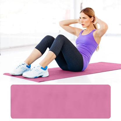 Black Yoga Mat, 1/4" High Density Extra Thick Anti-Tear Non-Slip Pilates Mat with Carrying Strap,Comfortable Pink Fitness Mat for Exercise,Fitness,Home Workout,Stretching,Pilates,Gym - color: Pink