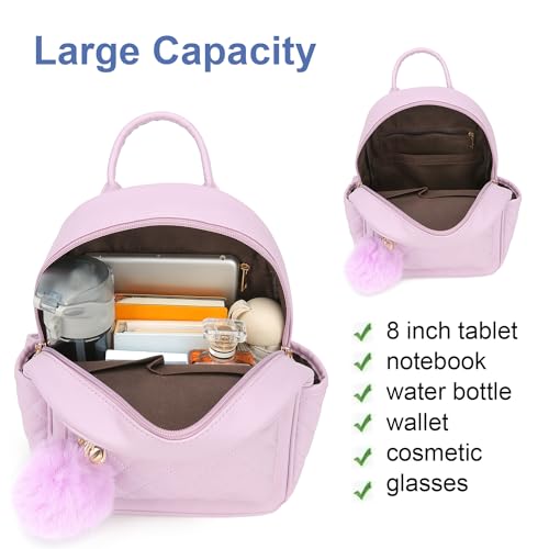 Barsine Girls Fashion Mini Backpack Purse Small Cute Plaid Leather Women Backpacks Little Bag (Purple) - color: Purple