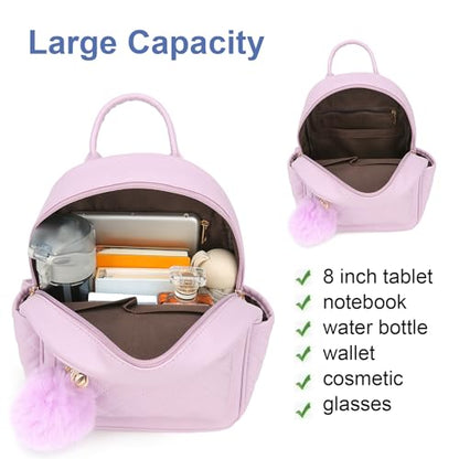 Barsine Girls Fashion Mini Backpack Purse Small Cute Plaid Leather Women Backpacks Little Bag (Purple) - color: Purple