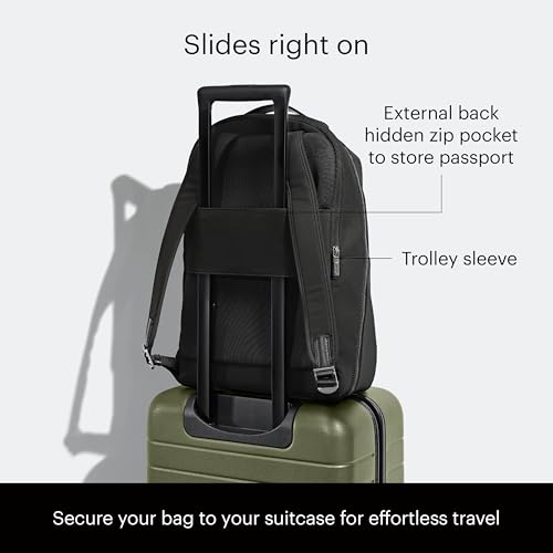 Away The Everywhere Zip Backpack - Personal Item Airline Approved Backpack with 16” Padded Laptop Sleeve, Water Bottle Pocket, Interior and Exterior Pockets - Fits Up to 16-Inch Laptops - Jet Black - color: Jet Black