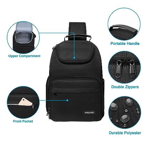 MOSISO Camera Sling Bag, DSLR/SLR/Mirrorless Camera Case Crossbody Photography Backpack with Tripod Holder&Removable Modular Inserts&PU Handle Compatible with Canon/Nikon/Sony, Black - color: Black
