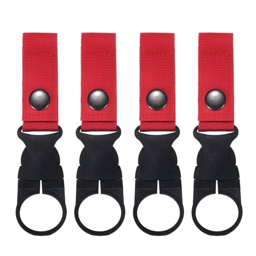 M METERXITY Water Bottle Clips, Portable Water Bottle Ring Holder Hanging Buckle Clip for Backpack Belt, Nylon Webbing Strap for Outdoor/Camping/Mountaineering - color: Red