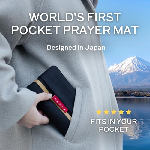 TAKVA The Pocket Sejadah™ | Portable Foldable Travel Prayer Mat, Waterproof, Ramadan/Eid Gift, Perfect Muslim Gift, Pocket Size (Design in Japan, Made in Turkey) - color: Black