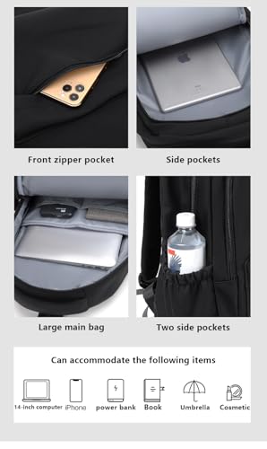 Water-Resistant Casual Backpack – Lightweight Travel Daypack with Laptop Compartment & Multi-Pocket Design (Grey) - color: Grey