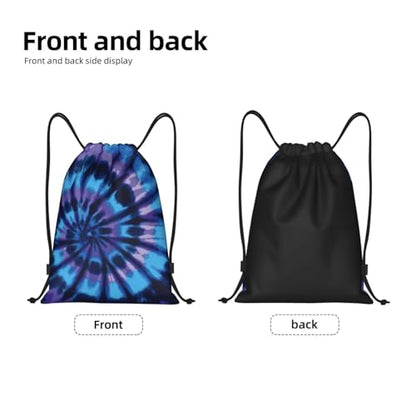 Gianlaima Tie Dye Blue Purple Background Drawstring Bags Backpack Sport Ball Bag Sport Gym Sack Drawstring Bag String Bag Yoga Dance Travel Bag For Men Women - color: Black2