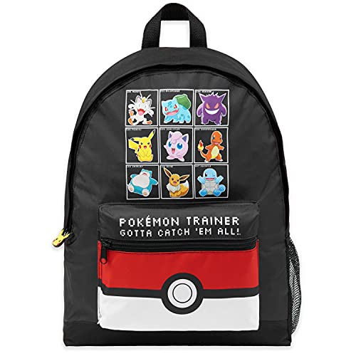Pokemon Backpack for Kids Teens Boys Girls Pikachu Anime Bookbag Daypack Bag School Sports Gifts for Kids (Black/Red) - color: Black/Red