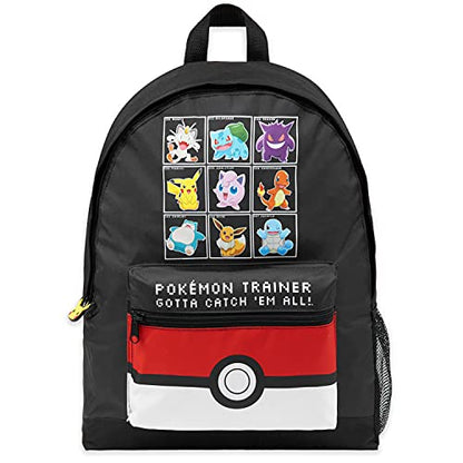 Pokemon Backpack for Kids Teens Boys Girls Pikachu Anime Bookbag Daypack Bag School Sports Gifts for Kids (Black/Red) - color: Black/Red