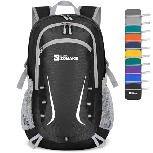 ZOMAKE Lightweight Packable Backpack 35L, Foldable Backpacks Water Resistant Collapsible Light Daypack for Hiking(Black) - color: Black B