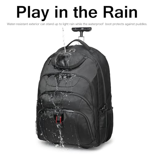 Boavan Wheeled Backpack,18.4 inch Water Resistant Rolling Backpack,Carry on Luggage Business Bag, Overnight College Computer Backpacks Trolley Suitcase for Men Women Adults to Travel，Black - color: Black, size: 18.4 inches