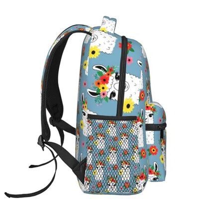 Stylish Travel Backpack Alpaca Llama Flower, Commuter Daypack with Laptop Compartment for Work, Trips and Gym - color: Pattern (697)