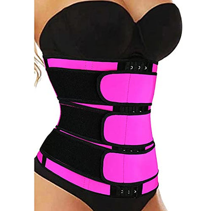 Women Waist Trainer Cincher Tummy Control Workout Sweat Girdle Weight Loss Slim Belly Band Body Shaper Trainer Belts - color: Hot Pink, size: XX-Large